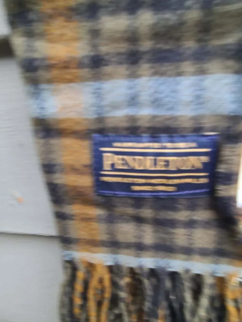 Pendleton Gray Blue Plaid 100% Wool Scarf NWT